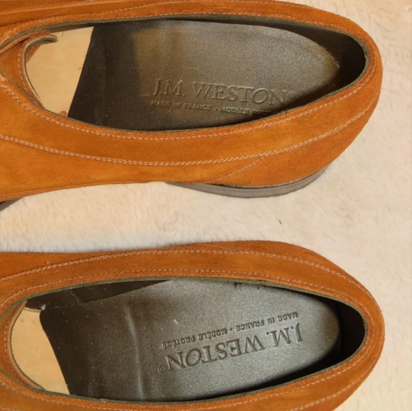 J.M. Weston Commande Special Brown Suede Captoe Oxford US 11.5E NWOB Shoe Trees - Picture 9 of 11